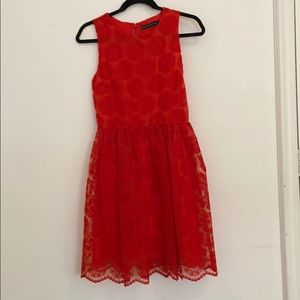 Zara Classic Red Dress with Embroidered Floral